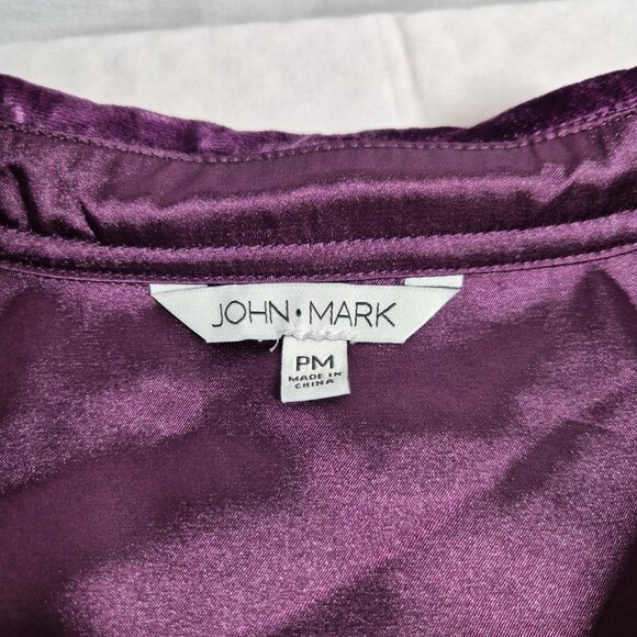 John Mark Women's Shirt Size PM Velvet Long Sleeve Button Tunic Eggplant (27) - Picture 13 of 14